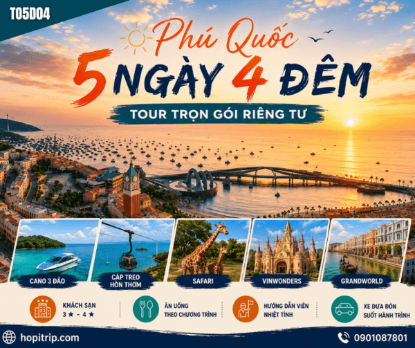 Tour Du Lịch 5n4đ - Địa Trung Hải - Cano 3 đảo / lặn biển - Hòn Thơm - Vinwonders - Safari - Grandworld