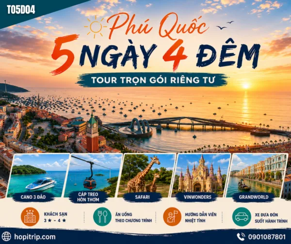 Tour Du Lịch 5n4đ - Địa Trung Hải - Cano 3 đảo / lặn biển - Hòn Thơm - Vinwonders - Safari - Grandworld